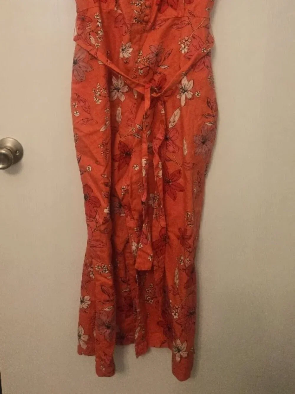 Banana Republic orange floral linen blend jumpsuit Size 12P - Picture 8 of 8